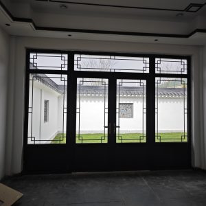 断桥铝中式仿古门窗安装效果图