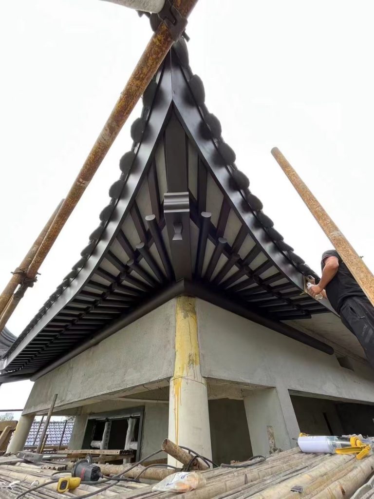 苏式铝代木飞檐翘角构件古建铝构翘角传统飞檐翘角屋顶造型